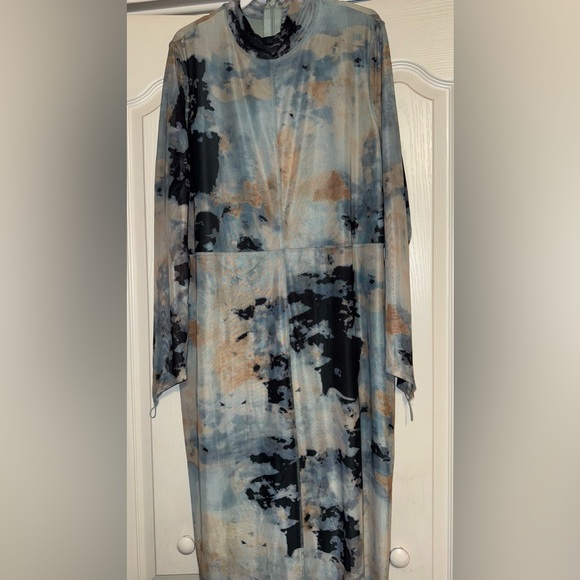 Fashion Nova Blue Bodycon Midi Dress Mock Neck - Picture 5 of 7